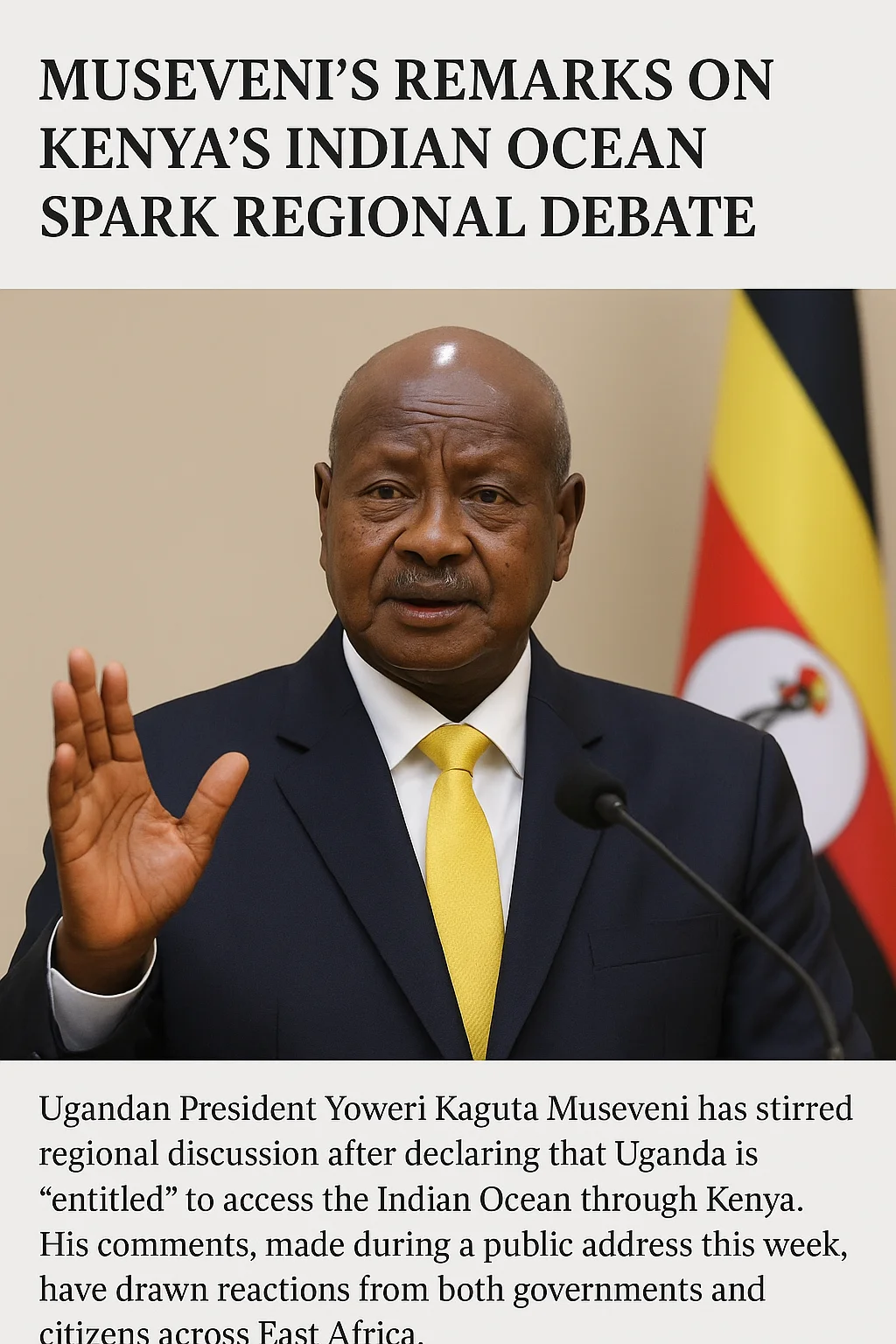 President Museveni's Remarks On Kenya Indian Ocean Spark Regional Debate